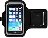 iPhone 5/5S/5c SE Running & Exercise Armband with Key Holder & Reflective Band | Also Fits iPhone 4/4S (Jet Black)