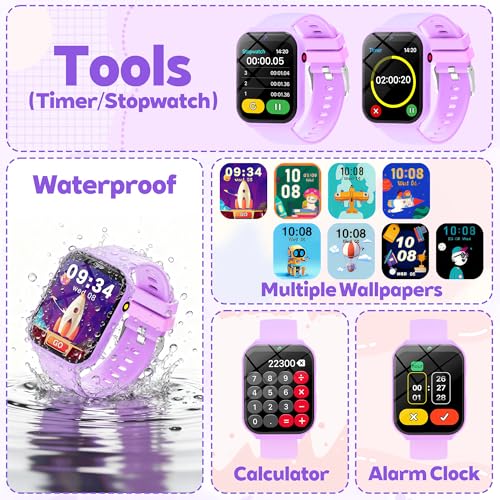 Children's Smartwatch, 1.83 Inches Smartwatch Watch Children Fitness Tracker with 18 Games Camera Pedometer Alarm Clock Waterproof Sleep Monitor Christmas and Birthday Gifts for Girl Boy