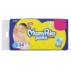 MamyPoko Standard Baby Diaper Pants, Large (9 – 14 kg) 34 Count