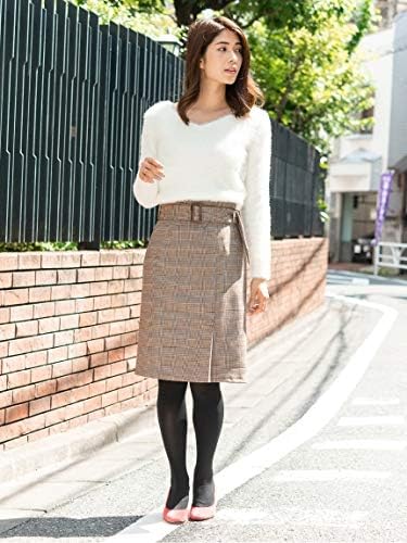 Amazon ファビュラスアンジェラ Fabulous Angela チェック柄ウエスト折返しタイトスカート ブラウン M スカート 通販