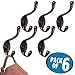 mDesign Wall Mount Entryway Storage Hook for Jackets, Coats, Hats, Scarves - Pack of 6, Bronze