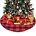 ATLIN Buffalo Plaid Christmas Tree Skirt - 3 Inch Red and Black Checks for a Traditional Look - Machine Wash and Dry – 3 ft and 4 ft Models