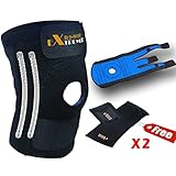 Knee Brace Support by Motion Infiniti for ACL, Meniscus Tear and Arthritis. Best Open Patella Knee Stabilizer - Comes with Large, XL Size for Men and Women! (BLUE, XL)