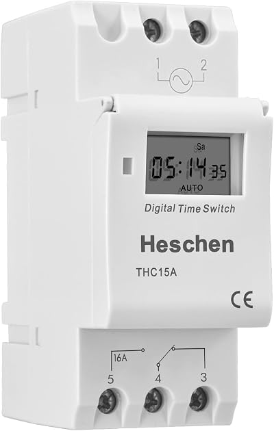 Heschen THC15A Digital LCD Timer Relay AC 220-240V 16A SPST DIN Rail