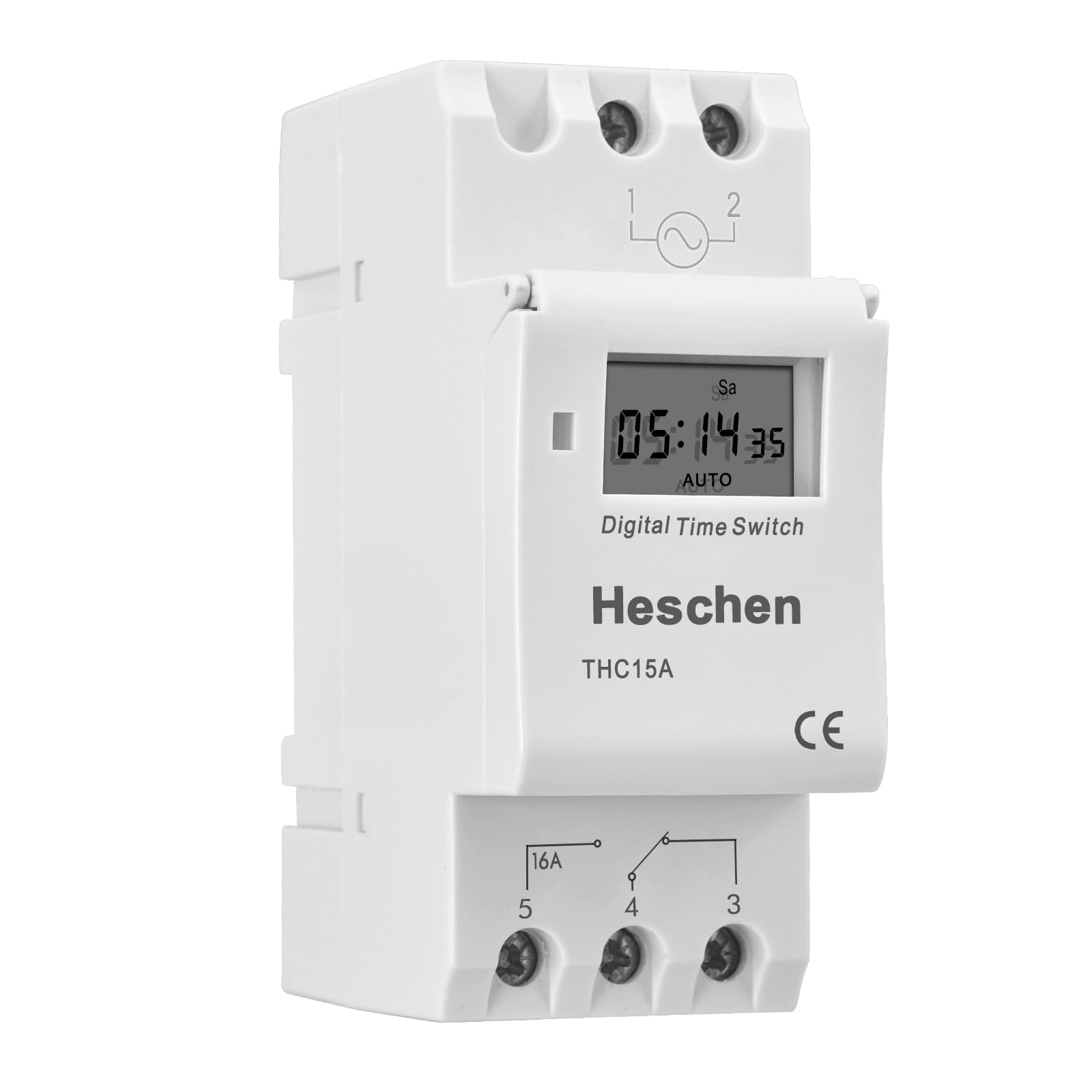 Heschen Digital LCD Power Weekly Programmable Timer Relay Switch THC15A DC 12V 16Amp SPST 35mm DIN Rail (12, Volts (DC))