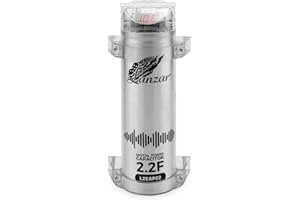 Lanzar 2.2 Farad Digital Power Capacitor, High-Performance Car Audio Accessory with Blue Digital Display Voltage Readout and LED Flash, Over Voltage Protection, Mounting Hardware, DC 12-24V