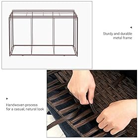 SONGMICS Storage Basket with Lid, Rattan-Style Storage Trunk with Cotton Liner and Handles, for Bedroom Closet Laundry… 51CLUQPokBL