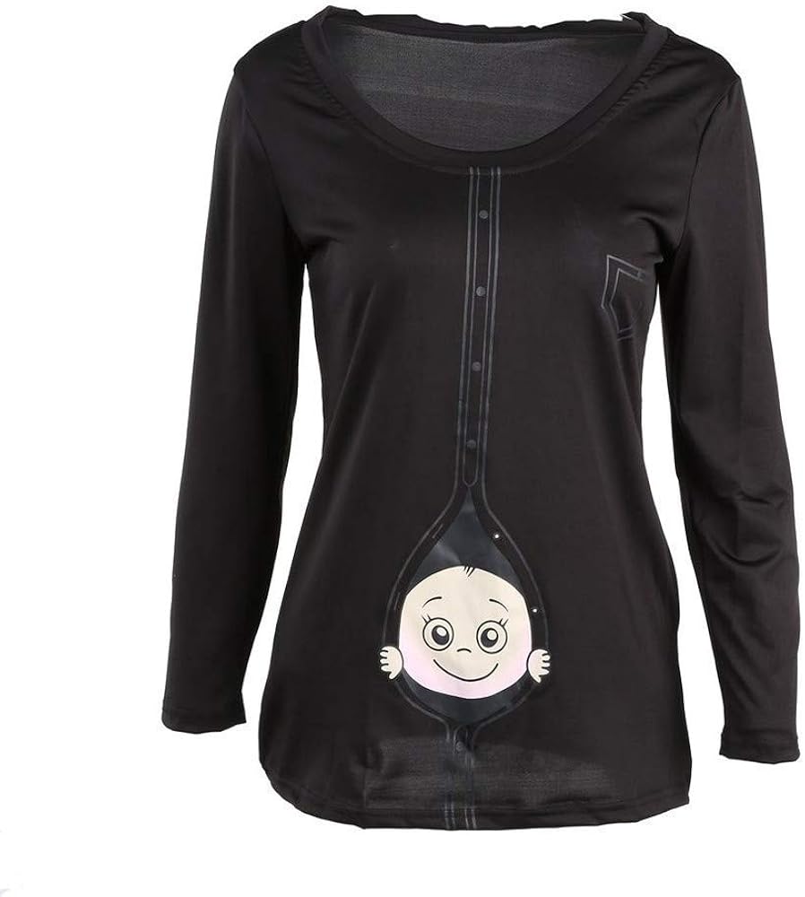 Long Sleeves Breastfeeding T Shirt Ladies Maternity Pregnancy Maternity