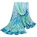 Women Rose Pattern Chiffon Elegant Scarves Vovotrade (Blue)