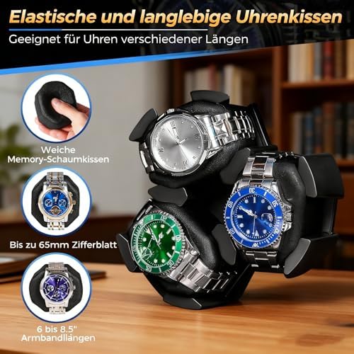 Uhrenbeweger für Automatikuhren 3 Uhrenrotatoren mit LED