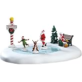Lemax Village Collection Np B/O Ice Follies Rink, White, Red, Black, Green, Yellow