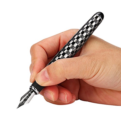 Glumes Fountain Pen Writing Set Ink Refill Black Barrel, Classic Design, Medium Nib, Black Ink Business Signature Office Stationary School Supplies Creative Gift Pen for Kids, Toddlers, Child, Adults