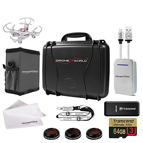 DJI Mavic PRO & PLATINUM Ultra Tough Hard Case Accessories Bundle Includes Lens Filters, Memory Card/Reader, Power Battery Bank, iPhone Cable,Lanyard,Sun Shade,Cleaning Cloth & Free Mini Drone