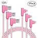 ANSEIP 90 Degree Lightning Cable 10ft of 3Pack iPhone Charge Cords Nylon Braided 8 Pin Lightning to USB Charger Cable, Data Transfer and Charging cable for Apple iPhone 7/6/5 iPad (Rose Gold)