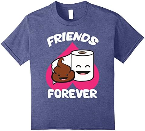 Kids Friends Forever - Poop and Toilet Paper - Novelty T-Shirt 10 Heather Blue