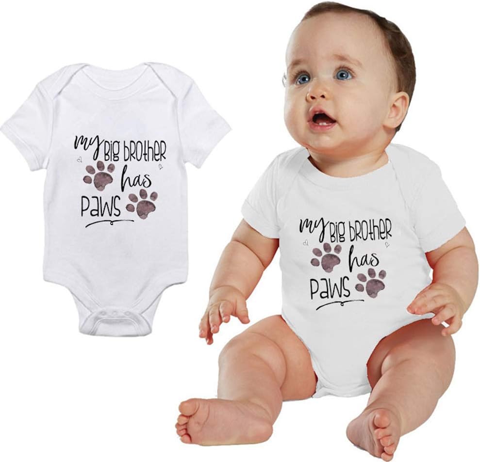 Decha Funny Baby Boy Girl Clothes - My Big Brother Has Paws Bodysuits