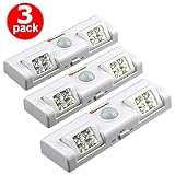 Under Cabinet Lighting with 8 LED 90° Rotation Battery Powered Led Lights Stick-Anywhere Wireless Closet Light for Hallway, Bathroom, Bedroom,Closet (White - Pack of 3)