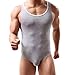 YUFEIDA Mens High Cut Wrestling Singlet Leotard Smooth Thong Bodysuit Jumpsuit Briefs Vest Swimwear(Gray M)