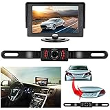 Backup Camera and Monitor Kit For Car,Universal Wired Waterproof Rear-view License Plate Car Rear Backup Camera + 4.3 LCD Rear View Monitor