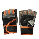 Weight Lifting Gloves, Premuim Quality Light Microfiber & Anti-Slip Leather Support Weightlifting Exercise Crossfit Training Gym Workout Fitness Bodybuilding Biking, Fit all Men and Women (Large)