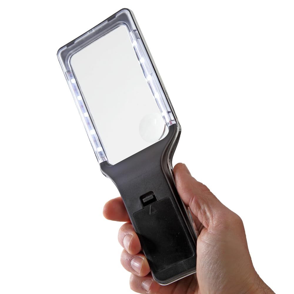 Easylife Magnifying Glass with Light, Magnifying Glass for Reading with Cleaning Cloth and Storage Pouch L23xW8xD4cm - Fully Guaranteed