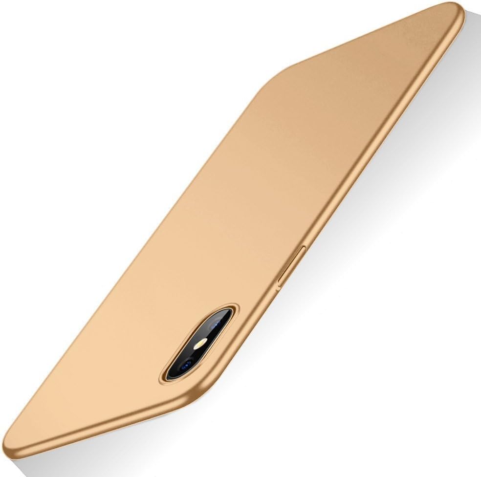 iPhone X Case, NXET® Thin Sleek Fully Protective (Naked Phone Texture) Matt Finish Hard Case Cover for iPhone X (Gold)
