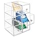 mDesign Plastic Kitchen Pantry Stackable Container, Cabinet, Countertop Organizer Storage Station with 3 Drawers for Coffee, Tea Bag, Sugar Packets, Creamers, Drink Pods, Packets - 4 Pack - Clear