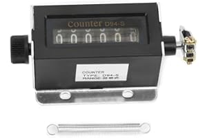 WALFRONT D94-S Mechanical Counter, 6 Digit Resettable Rotary Counter Mechanical Pulling Stroke Counter 0-999999 Manual Tally Counter
