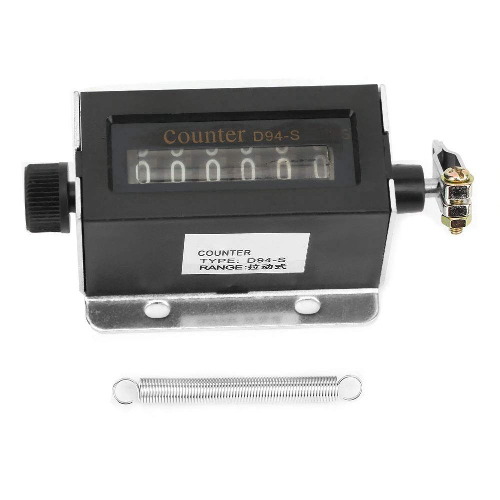 Photo 1 of 6 Digit Mechanical Counter,D94-S 0-999999 Resettable Mechanical Pulling Counter,Return to Zero Rotation Count and Cycle Count Reset Mode,for Cumulative Records of Sports Equipment
