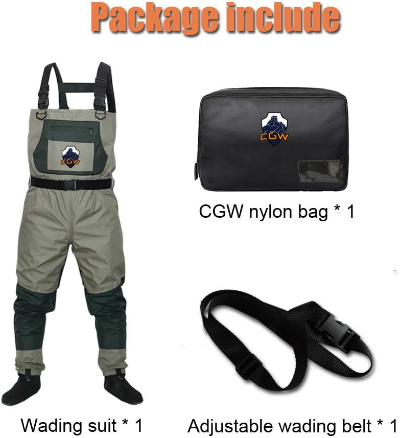 CGW Bootfoot Fishing High Chest Waders for Men with Stockingfoot Boots Mens Womens Breathable Waterproof Wader : Sports & Outdoors
