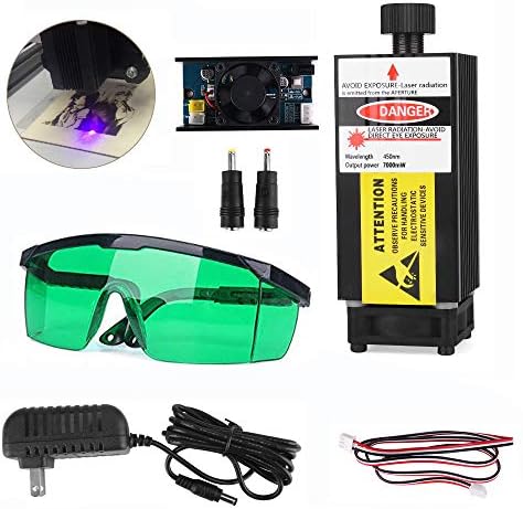 7000mW 445nm Blue Light Laser Module with Protective Glasses for CNC 3D Printer DIY Engraving Machine （7000mW ）
