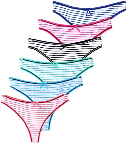 Ferry King 6pcs Women 's Striped Thongs Ladies Sexy Cotton Briefs Girls Fashion Lace Panties Multicolor Women's Hot Briefs Low Waist Underwear