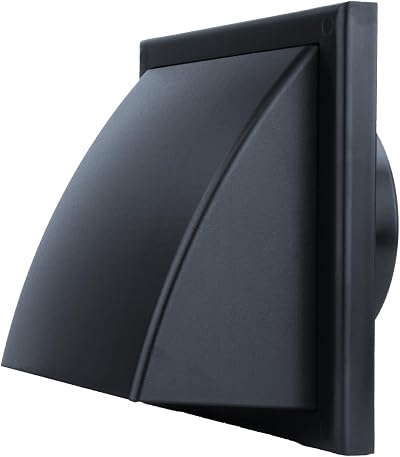 VENTS UK 150mm Black External Wall Vent Cowl 185mm Grille Bathroom Kitchen Hood