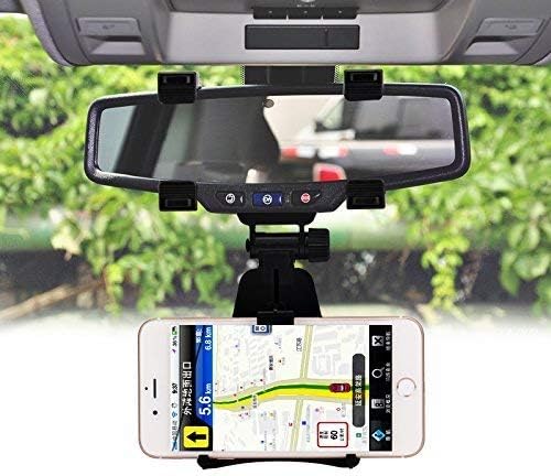 Aryan International® Universal Mobile Car Rear View Mirror Mobile Stand for Car Mirror Mount Anti Shake Rear View Mobile Holder for Car Reirview (Black)