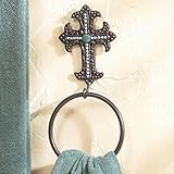 Turquoise Cross Metal Southwestern Towel Ring - Rustic Bath Accessories