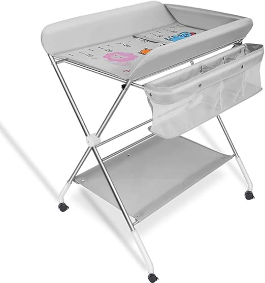 Portable Baby Changing Table with Wheels, Folding Diaper Bathing
