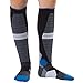 Pure Athlete Compression Ski Socks Merino Wool – Thermal Warm Socks for Skiing, Snowboarding, OTC (1 Pair - Black/Blue, Large)