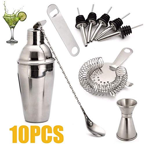 10pcs 700ml Stainless Steel Cocktail Shaker Set with Mixer Bar Drink Bartender Tool Set for Kitchen Wedding Party Supplies - Thumbnail 6