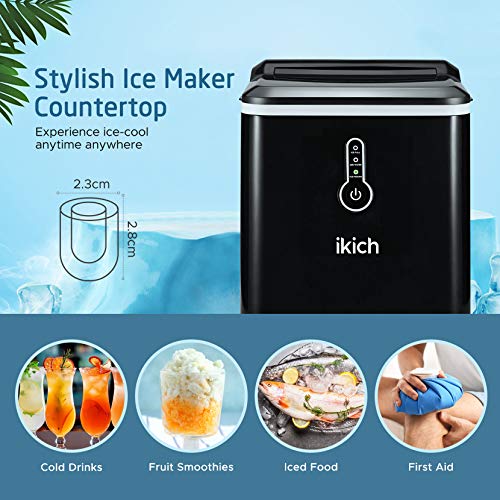 IKICH Ice Maker Countertop, 26lbs 24Hrs, 9 Cubes Ready in 7mins