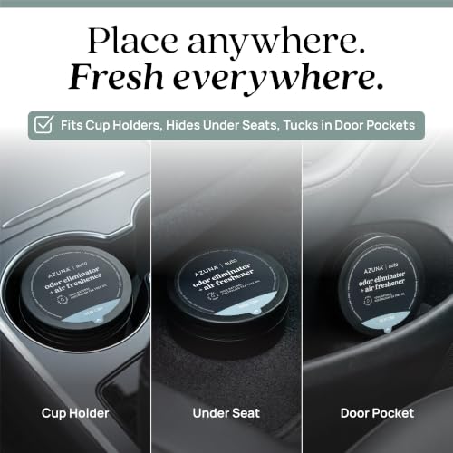 Azuna Car Air Freshener & Auto Odor Eliminator Pods Trio | New Car Scent | Plant Powered by 100% Australian Tea Tree Oil | Long Lasting and No harsh chemicals | Made in USA | 3 Pack of 2oz Pods