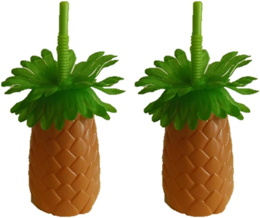 Plastic Luau Palm Tree-Shaped Cups with Straws, 12 oz. (2-Pack)