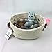 ICEBLUE HD Mini Size Beige Natural Cotton Rope Dog Toys Basket Nursery Basket Catchall with Leather Handles
