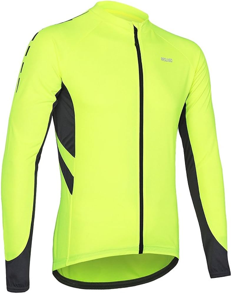 ARSUXEO Men's Full Zipper Long Sleeves Cycling Jersey Bicycle MTB Bike Shirt 6030 : Clothing