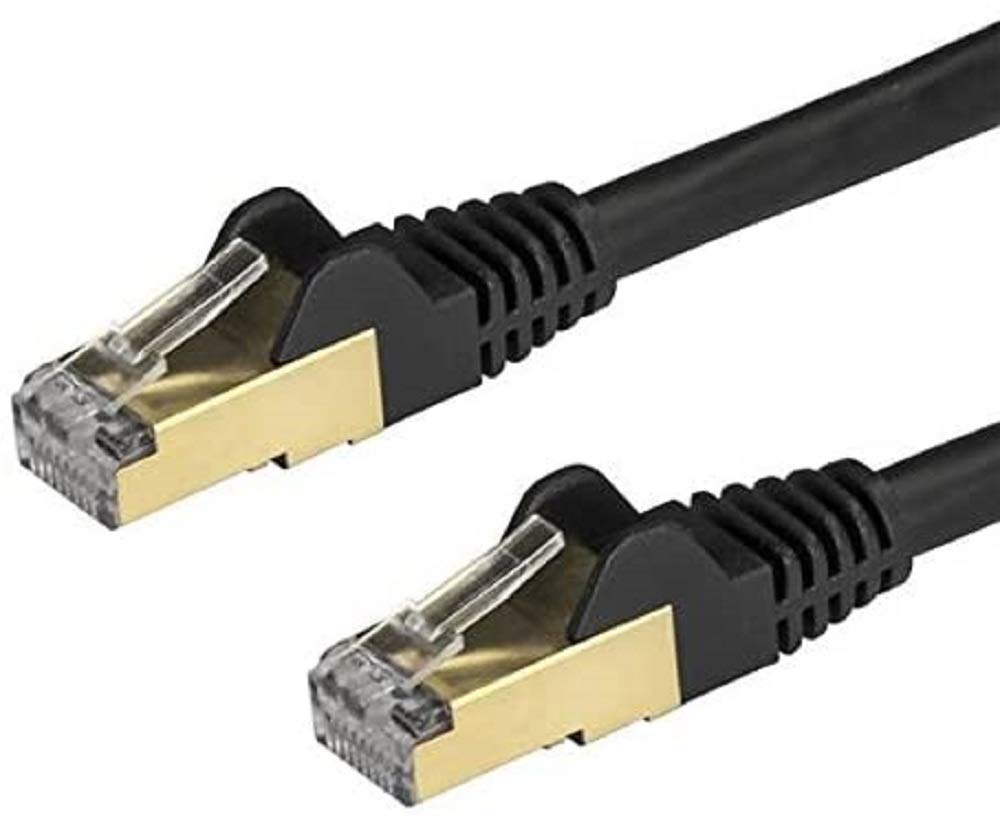 StarTech 1m CAT6a Ethernet Cable - 10 Gigabit Shielded Snagless RJ45 100W PoE Patch Cord - 10GbE STP Network Cable with Strain Relief - Black - UL, TIA (6ASPAT1MBK)