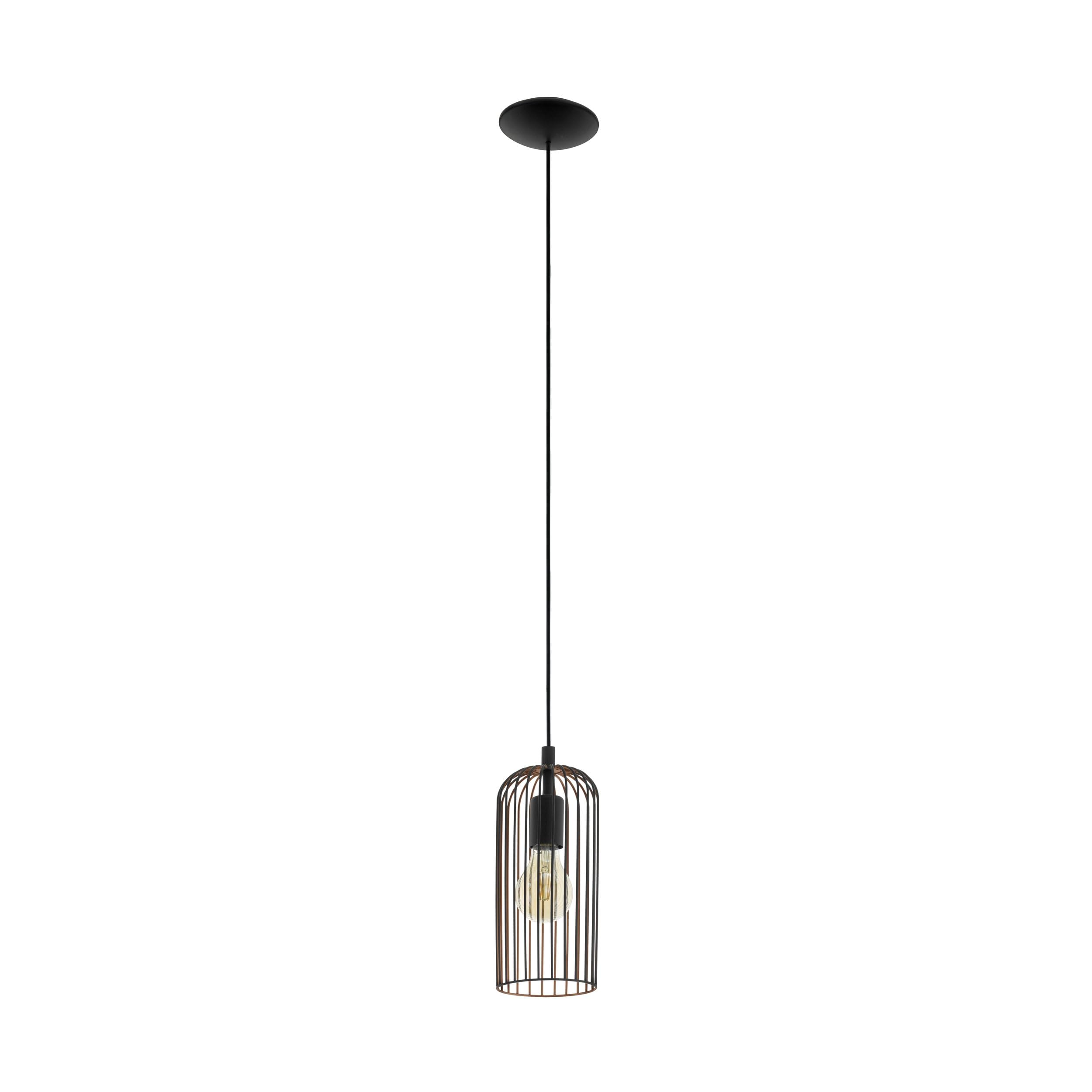 Eglo Pendant Lighting Roccamena, Vintage Ceiling Light Fitting Made of Black and Copper-Coloured Steel, Retro Hanging lamp for Dining and Living Room, E27 Socket