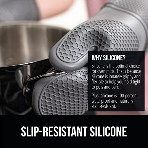 Gorilla Grip Heat and Slip Resistant Silicone Oven Mitts Set, Soft