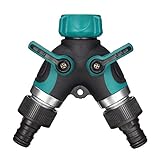 PATHONOR 2 Way Y Hose Connector, Grip Garden Hose Y Valve Garden Hose Splitter with 3 Adapter 3 Washers for House Lawn Patio Garden Orchard