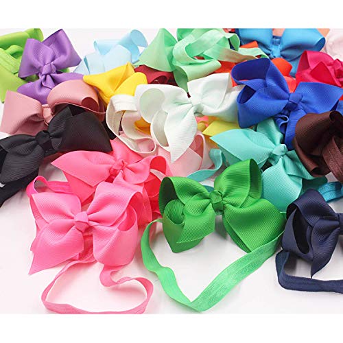 40PCS Baby Grosgrain Ribbon Headbands 4.5Inch Hair Bows Elasict Headband Hair Accessories for Baby Girls Newborns Infantas Toddlers - Thumbnail 5
