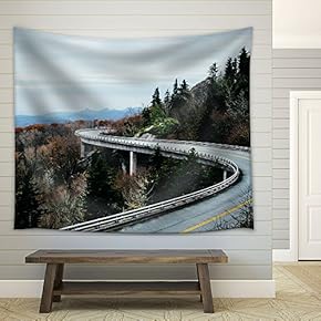 Curve Bridge in Mountain Area - Fabric Wall Tapestry Home Decor - 51x60 inches