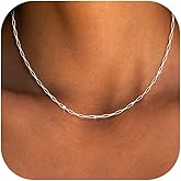 Christmas Gifts S925 Sterling Silver Paperclip Necklace for Women -1.6mm Simple Silver Choker Necklaces Sterling Silver Chain for Women Minimalist Waterproof Link Necklace Trendy Jewelry Gifts